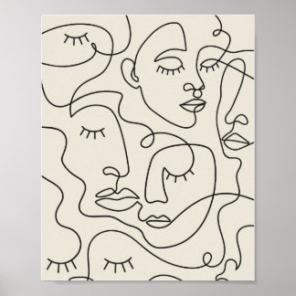 Line Art Vele gezichten Poster