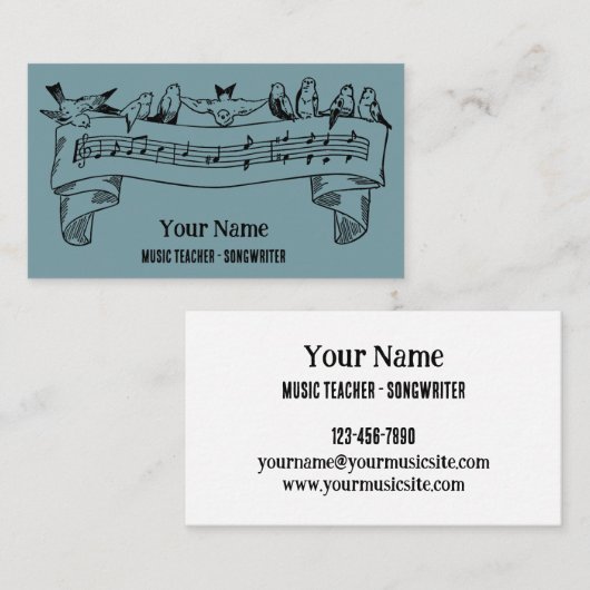  Line Art Vogels Muzieknoten Gepersonaliseerd Visitekaartje