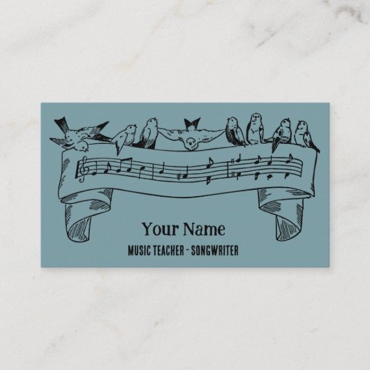  Line Art Vogels Muzieknoten Gepersonaliseerd Visitekaartje (Voorkant)