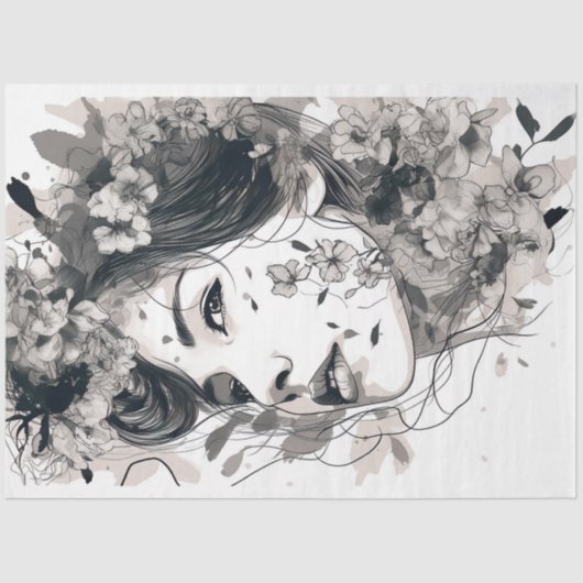 Line Art Vrouw 2 Decoupage papier (Voorkant)