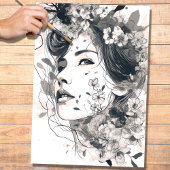 Line Art Vrouw 2 Decoupage papier