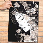 Line Art Vrouw 5 Decoupage Papier