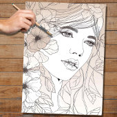 Line Art Vrouw 6 Decoupage Papier