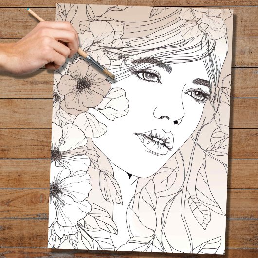 Line Art Vrouw 6 Decoupage Papier