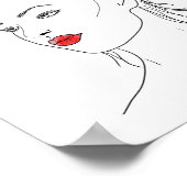 Line Art | Vrouw in Rode Lipstick Poster (Hoek)