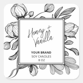 Line Art White Soy Candle Labels