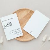 Line Art Wildflower Boho Zwart-wit Bruiloft Kaart