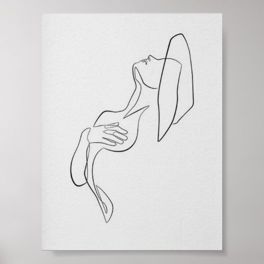 Line Art Woman Body Modern Illustration Poster (Voorkant)