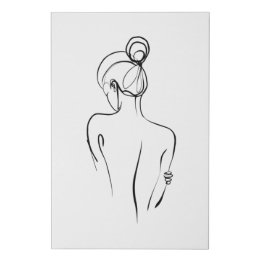Line Art Woman's Terug, Minimale Lijnkunst, Eenvou Imitatie Canvas Print