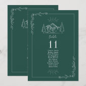 Line Art Woodland Mountain Tafelnummerkaart Kaart (Voorkant / Achterkant)