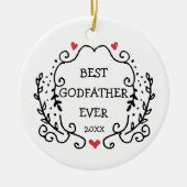 Line Art Wreath Specialized Best Godfather Ever Keramisch Ornament (Voorkant)