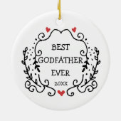 Line Art Wreath Specialized Best Godfather Ever Keramisch Ornament (Achterkant)