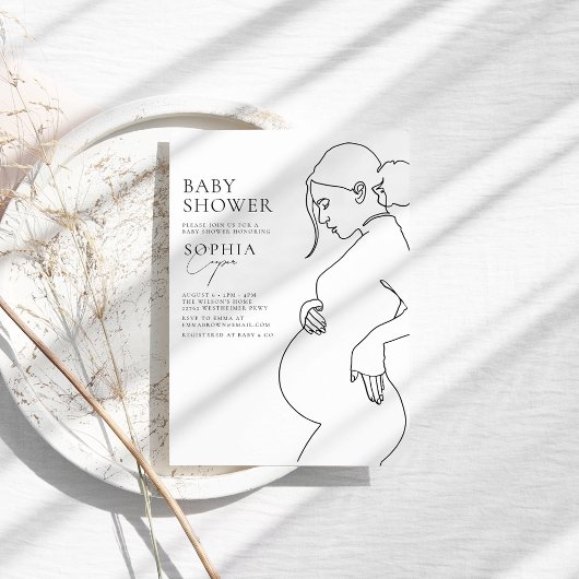 Line Art Zwangerschap Eenvoudig minimaal Baby show Kaart