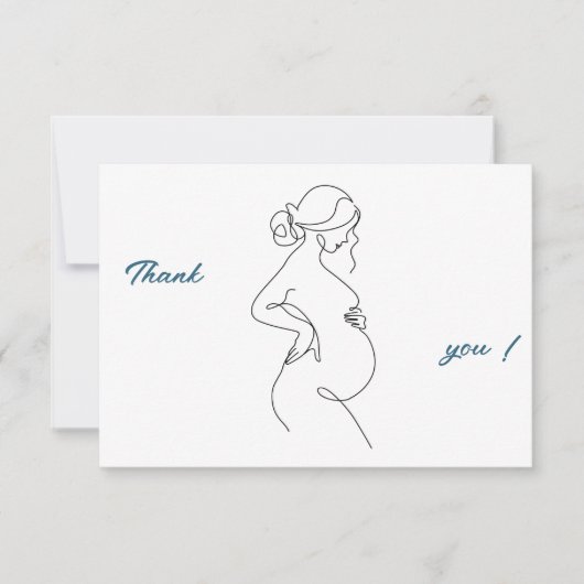 Line Art Zwangerschap Minimalist Bedankt Flat Kaar (Voorkant)
