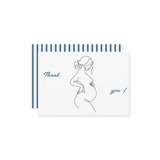 Line Art Zwangerschap Minimalist Bedankt Flat Kaar (Voorkant / Achterkant in situ)