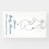 Line Art Zwangerschap Minimalistische Baby shower  Spandoek (Horizontaal)