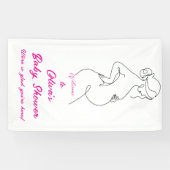 Line Art Zwangerschap Minimalistische Baby shower  Spandoek (Horizontaal)