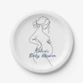 Line Art Zwangerschap Silhouette Baby shower Papieren Bordje (Voorkant)
