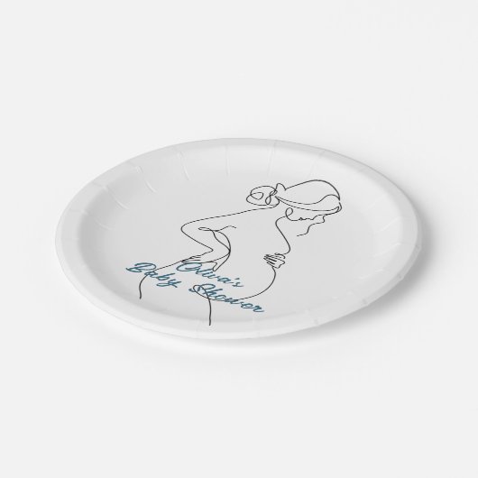 Line Art Zwangerschap Silhouette Baby shower Papieren Bordje (Gekanteld)