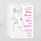 Line Art zwangerschapsminimalistisch Baby shower Kaart (Voorkant)