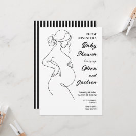 Line Art zwangerschapsminimalistisch Baby shower Kaart