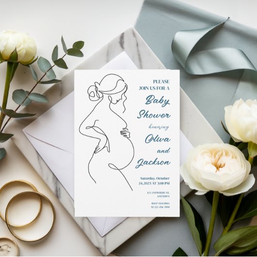 Line Art zwangerschapsminimalistisch Baby shower Kaart