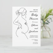 Line Art zwangerschapsminimalistisch Baby shower Kaart (Staand voorkant)