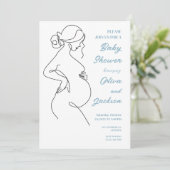 Line Art zwangerschapsminimalistisch Baby shower Kaart (Staand voorkant)