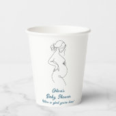 Line Art zwangerschapsminimalistisch Baby shower Papieren Bekers (Achterkant)