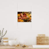 Line Catering Buffet Eten in Restaurant Poster (Keuken)