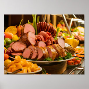 Line Catering Buffet Eten in Restaurant Poster
