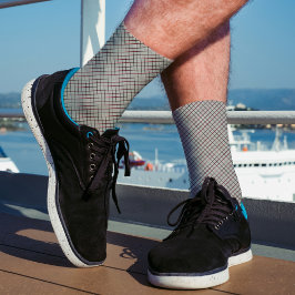 Line Checkered Pattern Abstract Elegant Grey Black Sokken