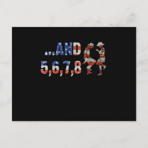 Line Dance Country Music US Flag Cowboy Cowgirl Gi Briefkaart