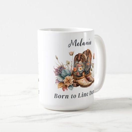 Line Dance Country Western Boots Flowers Mok (Voorkant rechts)