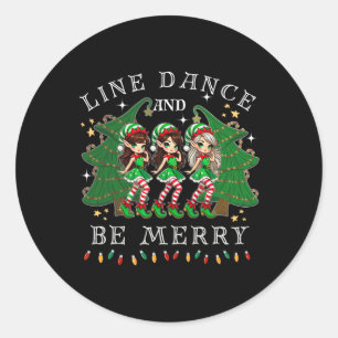 Line Dance en Be Merry Christmas Elf Dancing Holi Ronde Sticker