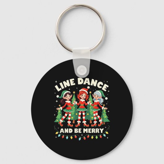 Line Dance en Be Merry Xmas Schattigee Elf Dansers Sleutelhanger (Voorkant)