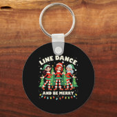 Line Dance en Be Merry Xmas Schattigee Elf Dansers Sleutelhanger (Voorkant)