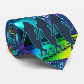 Line Dance Group op verlichte dansvloer Stropdas (Opgerold)