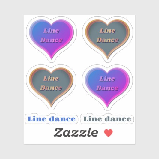 Line dance liefde harten Custom-Cut Vinyl Sticker (Vel)