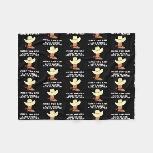 Line Dance Line Dancing Cowboy Hat Country Music Fleece Deken (Voorkant (Horizontaal))