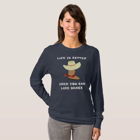 Line Dance Line Dancing Cowboy Hat Country Music T-shirt (Voorkant volledig)