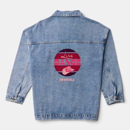 Line dance Love Cowboyhat roze Denim Jacket (Achterkant)