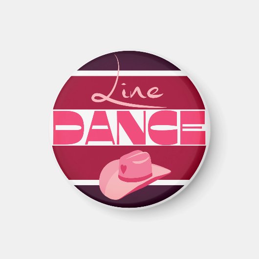 Line dance Love Cowboyhat roze Magneet (Voorkant)