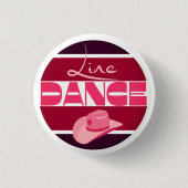 Line dance Love Cowboyhat roze Ronde Button 3,2 Cm (Voorkant)