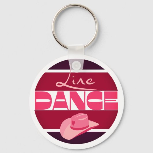 Line dance Love Cowboyhat roze Sleutelhanger (Voorkant)