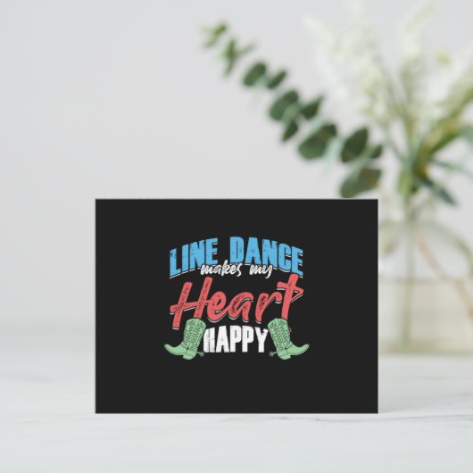Line Dance maakt mijn hart Happy Country Music Gif Briefkaart (Staand voorkant)