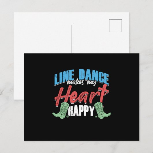 Line Dance maakt mijn hart Happy Country Music Gif Briefkaart (Voorkant / Achterkant)