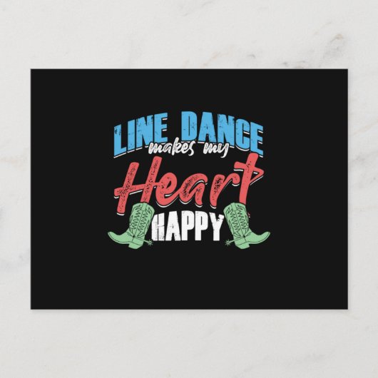 Line Dance maakt mijn hart Happy Country Music Gif Briefkaart (Voorkant)