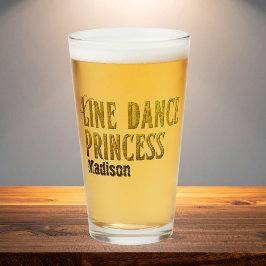 Line dance prinses gouden naam glas