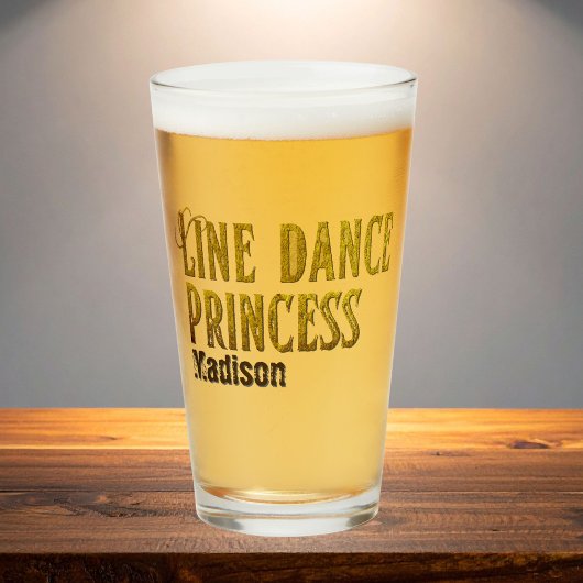 Line dance prinses gouden naam glas